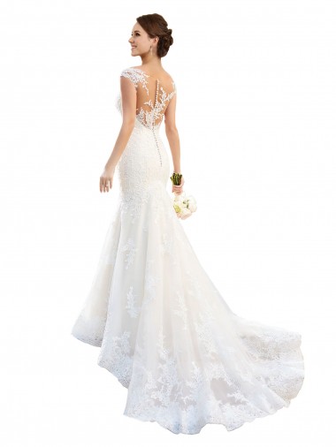 Fit and Flare Illusion Neck Lace Wedding Dress Bristol