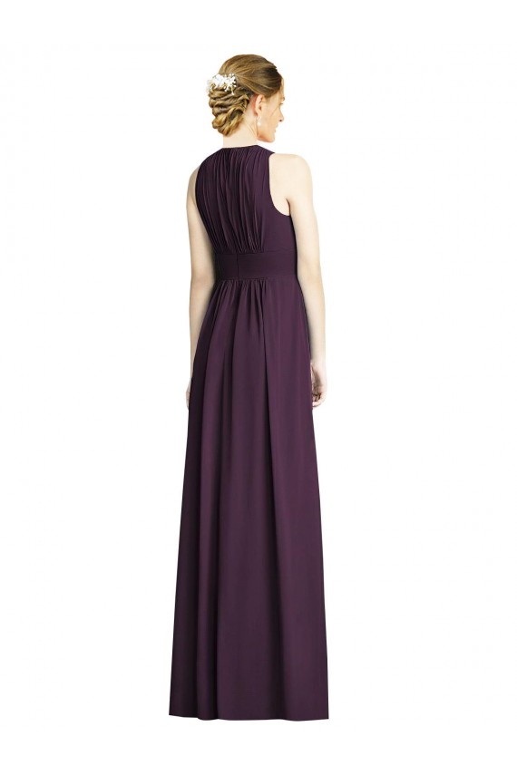 Long Chiffon V-Neck Bridesmaid Dress with Shirred Bodice Bristol