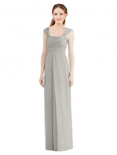 Full Length Lux Chiffon Dress with Draped Bodice And Shirred Straps Bristol