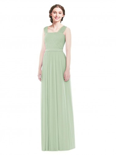 Sleeveless Chiffon Long Bridesmaid Dress with Shoulder Straps Bristol