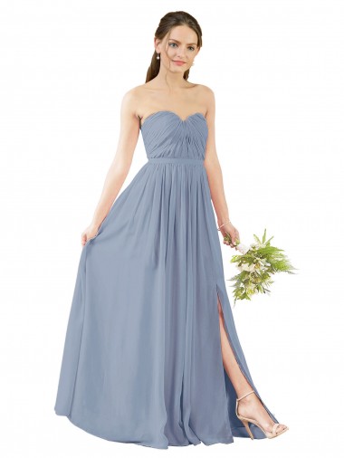 Deep Sweetheart Neckline Open Back Long Chiffon Bridesmaid Dress Bristol