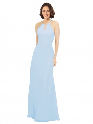 Floor Length Chiffon Bridesmaids Dress with Front Keyhole Neckline Bristol