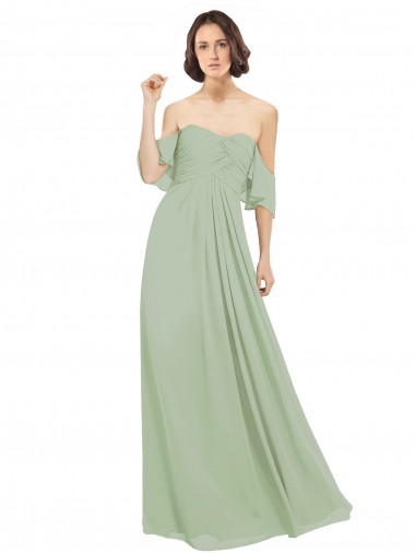Boho Chic Chiffon Bridesmaids Dress with Off the Shoulder Neckline Bristol