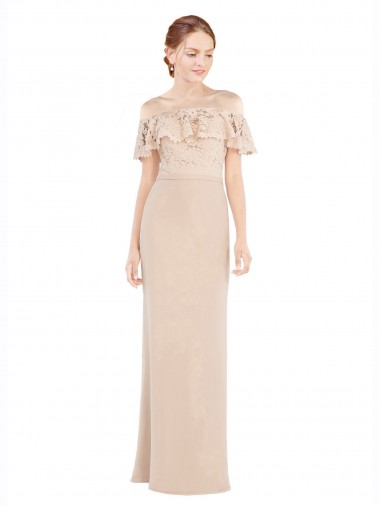 Off the Shoulder Sleeves Sheath Chiffon Bridesmaid Dress / Prom Dress Bristol