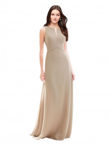 Elegant Bridesmaid with High Neckline and Illusion V-Neck Bristol