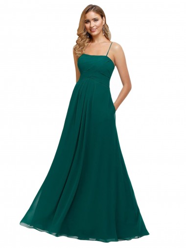 Chiffon Bridesmaid Dress with Pleated Bodice and Straps Bristol