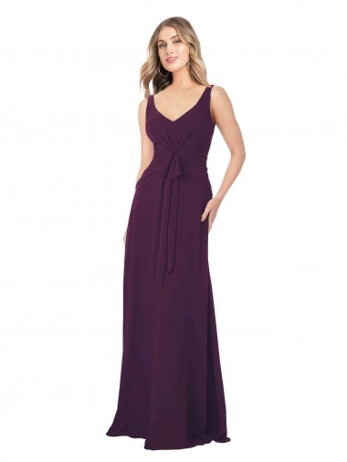 Long Chiffon Bridesmaid Dress with Front Bow Bristol