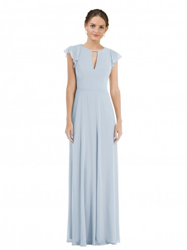 Flutter Sleeve V Keyhole Chiffon Maxi Formal Bridesmaid Dress Bristol