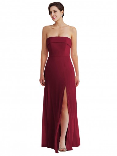 Cuffed Strapless Maxi Formal Bridesmaid Dress with Front Slit Bristol