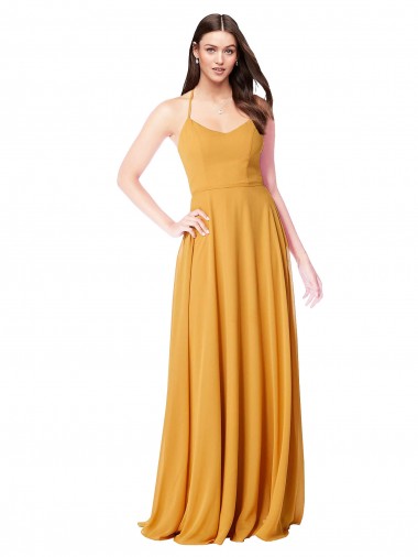 Chiffon A-Line Bridesmaid Dress with Halter Back Bristol