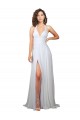 Halter Plunge V-Neckline Chiffon Dress with High Leg Split Bristol