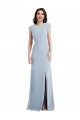 Cap Sleeve Open Back Trumpet Formal Crepe Bridesmaid Dress / Prom Dress with Front Slit Bristol