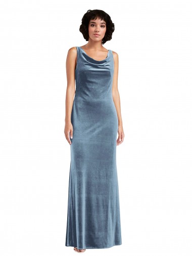 Floor Length Cowl Neck Long Stretch Velvet Maxi Bridesmaid Dress / Prom Dress Bristol